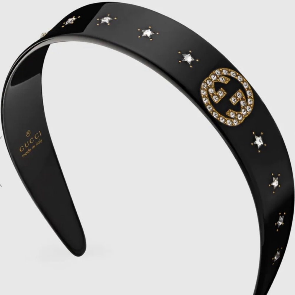 Gucci Black Headband with Crystal Embellishments